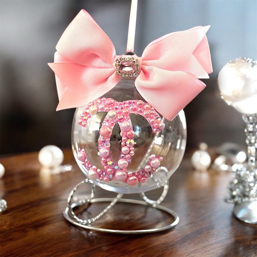 Christmas Ornament, Pink Bow Ornament W/Crystal Accents, Valentine’s Day’s Gift
